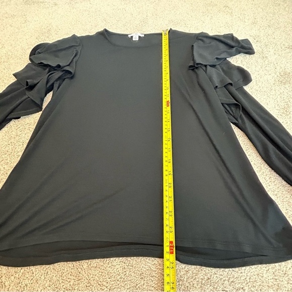 HALSTON black long sleeve ruffle frill blouse top Sz S NWT - Picture 9 of 10